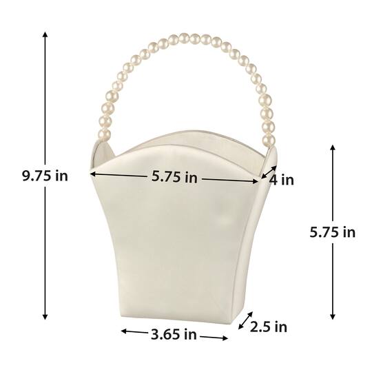 Details about / Lillian Rose Flower Girl Basket Satin with Pearl Handles white or ivory